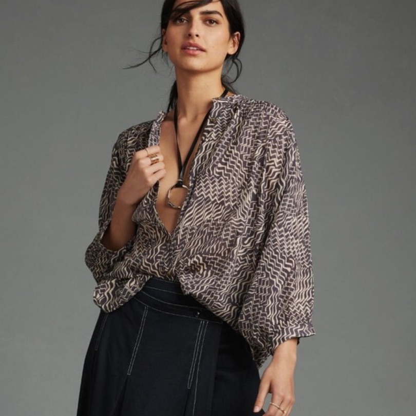 Anthropologie Black And Cream Blouse